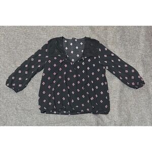 Express Women's L Pullover Geometric Diamond Blouse